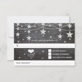 Tarjeta De Confirmación De Asistencia Retro Chalkboard Stars 4 de julio Boda