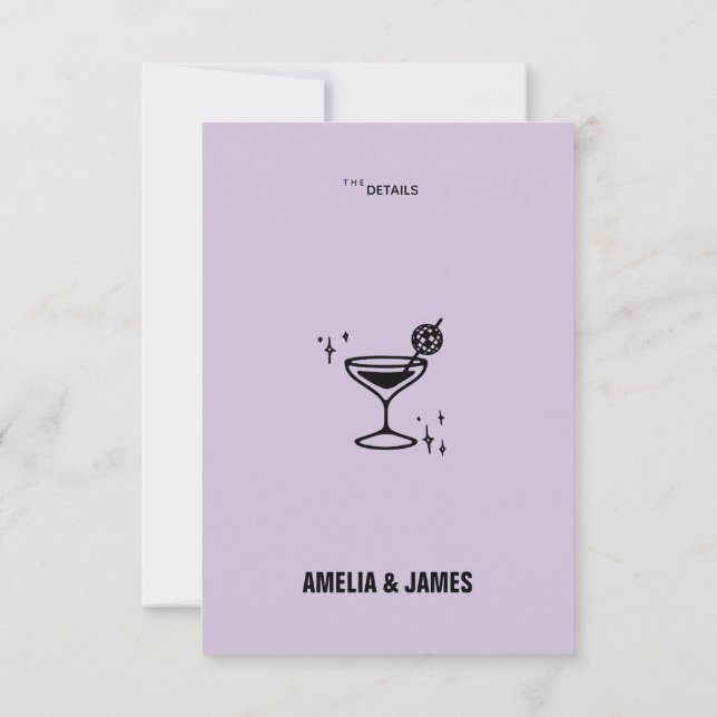 Tarjeta De Confirmación De Asistencia Retro Funky Moderno Boda Tarjeta de cierre (Reverso)