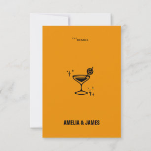 Tarjeta De Confirmación De Asistencia Retro Funky Moderno Boda Tarjeta de cierre
