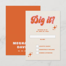 Retro Groovy Boda rosa Naranja de marfil 70