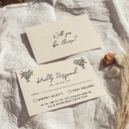 Tarjeta De Confirmación De Asistencia Retro Mano Escrita Dibujado Negrita Boda Quirky