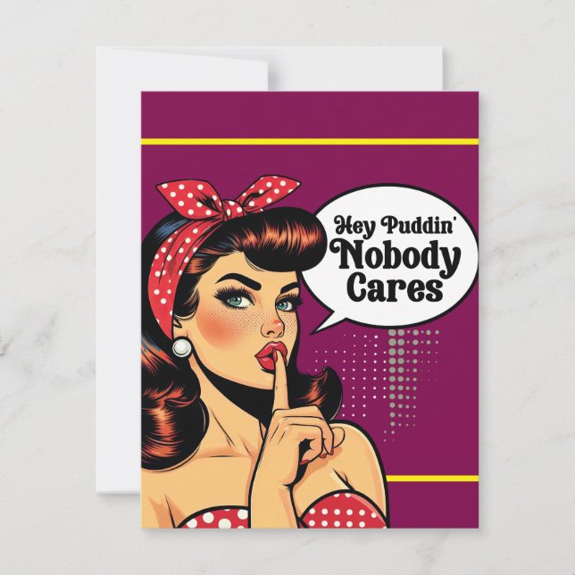 Tarjeta De Confirmación De Asistencia Retro Pinup_ Hey Pudding (Anverso)