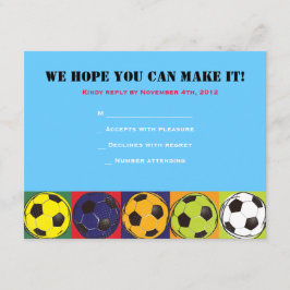 Tarjeta De Confirmación De Asistencia Retro SOCCER Tema Bar Bat Mitzvah Reply Card