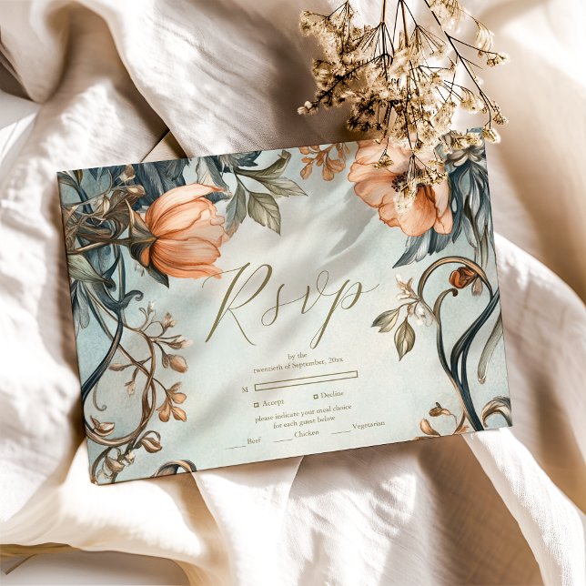 Tarjeta De Confirmación De Asistencia Retro Victoriano Real Boda Floral (Subido por el creador)