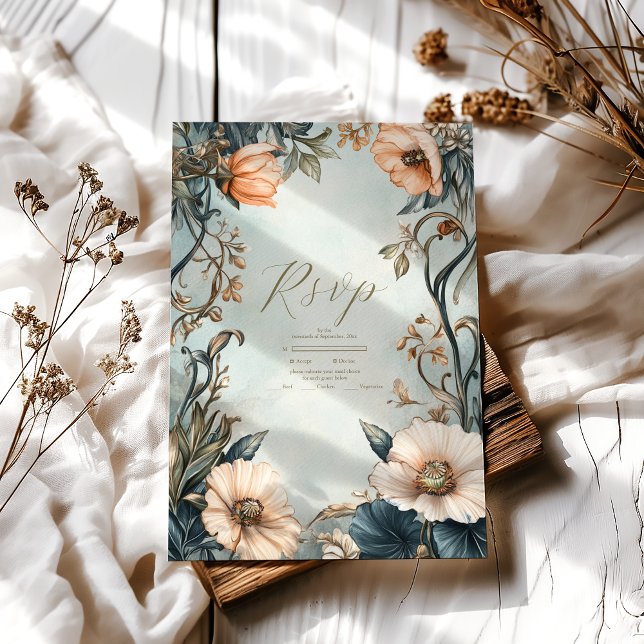 Tarjeta De Confirmación De Asistencia Retro Victoriano Real Boda Floral (Subido por el creador)