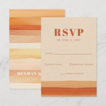 Retro Watercolor Stripes Terracotta Naranja Boda