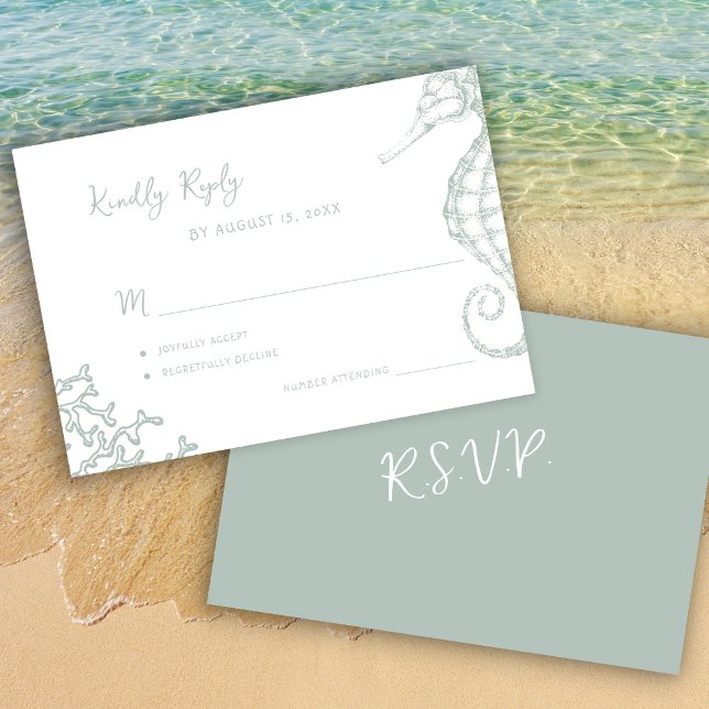 Tarjeta De Confirmación De Asistencia Retro whimsical script beach destination wedding (Subido por el creador)