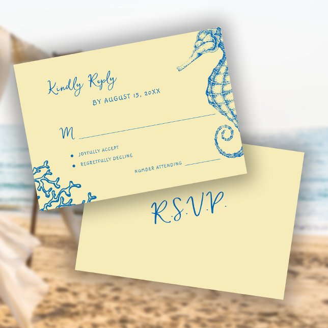 Tarjeta De Confirmación De Asistencia Retro whimsical script beach destination wedding (Subido por el creador)