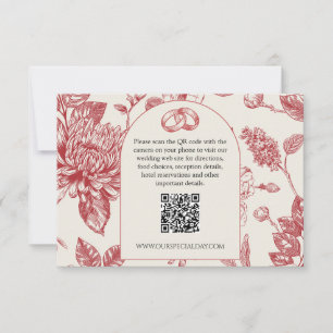 Tarjeta De Confirmación De Asistencia Rich Red French Floral Toile Floral Floral Enclosu