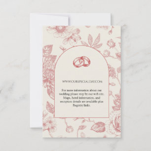 Tarjeta De Confirmación De Asistencia Rich Red French Floral Toile Floral Floral Enclosu