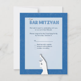 Tarjeta De Confirmación De Asistencia Rock Star Bar Mitzvah Responder con tarjeta azul