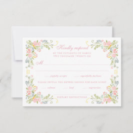 Tarjeta De Confirmación De Asistencia Rococo Floral Border Wedding