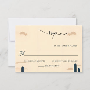 Tarjeta De Confirmación De Asistencia Rodeo retro del desierto Caballo Rústico Boda occi