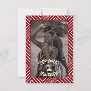 Tarjeta De Confirmación De Asistencia Rojo y blanco tribales africanos