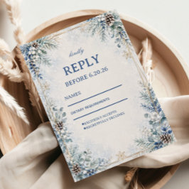 Tarjeta De Confirmación De Asistencia Romance Botánico Invernal de Piña Helada
