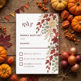 Tarjeta De Confirmación De Asistencia Romance de Otoño, Éxtasis de Otoño | Boda de Marfi