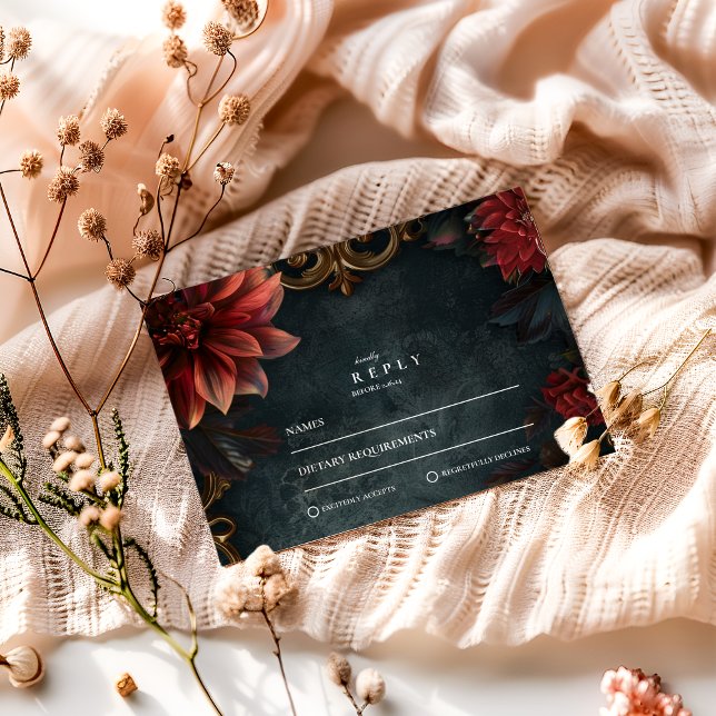 Tarjeta De Confirmación De Asistencia Romance del Boda gótico barroco (Subido por el creador)