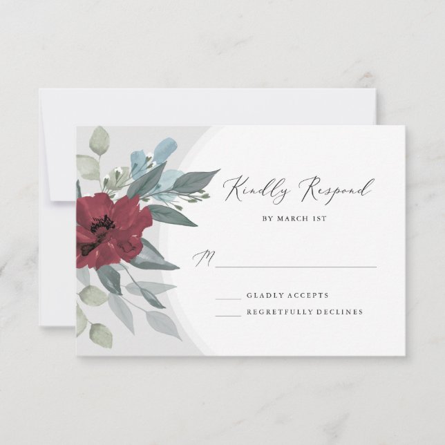 Tarjeta De Confirmación De Asistencia Romance floral (Anverso)