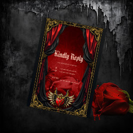 Tarjeta De Confirmación De Asistencia Romance gótico, corazón de pasión.