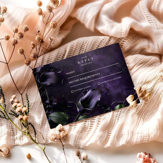 Tarjeta De Confirmación De Asistencia Romance gótico violeta oscuro (Subido por el creador)