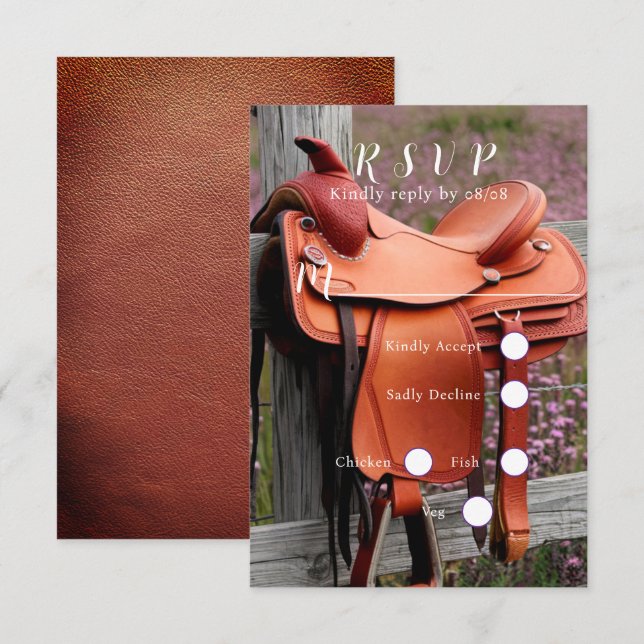 Tarjeta De Confirmación De Asistencia Romance rústico: La silla en la valla (Anverso / Reverso)