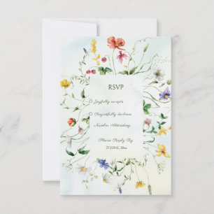 Tarjeta De Confirmación De Asistencia Romance verde y blanco Boda de verano Rústico