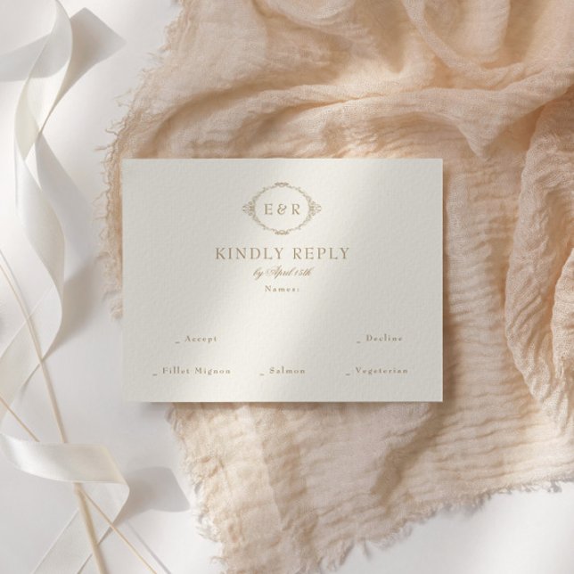 Tarjeta De Confirmación De Asistencia Romantic Baroque Ornate Frame Wedding (Subido por el creador)