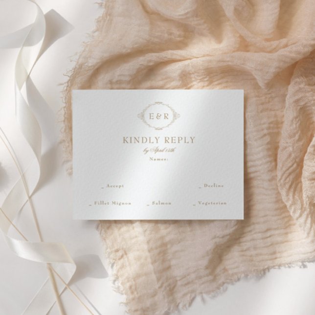 Tarjeta De Confirmación De Asistencia Romantic Baroque Ornate Frame Wedding (Subido por el creador)