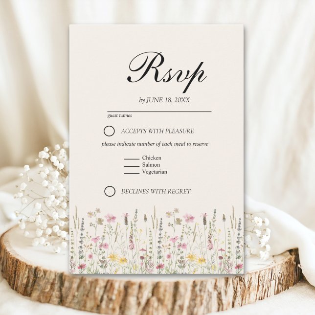 Tarjeta De Confirmación De Asistencia Romantic Boho Wedding with Wildflowers (Subido por el creador)