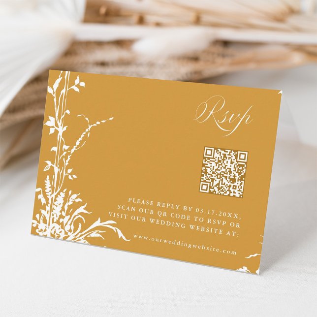 Tarjeta De Confirmación De Asistencia Romantic Botanical Arch Garden Amber Fall Wedding (Subido por el creador)