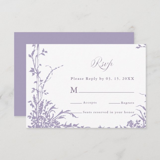 Tarjeta De Confirmación De Asistencia Romantic Botanical Arch Garden Lavender Wedding (Anverso / Reverso)