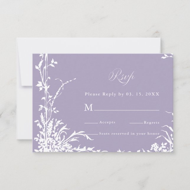 Tarjeta De Confirmación De Asistencia Romantic Botanical Garden Lavender Wedding (Anverso)