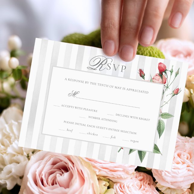 Tarjeta De Confirmación De Asistencia Romantic Chic French Rose Botanical Wedding (Subido por el creador)