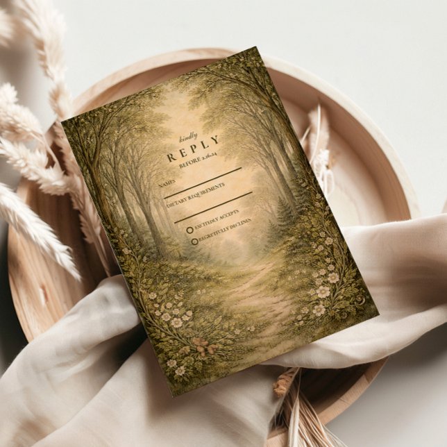 Tarjeta De Confirmación De Asistencia Romantic Forest Path Wedding (Subido por el creador)