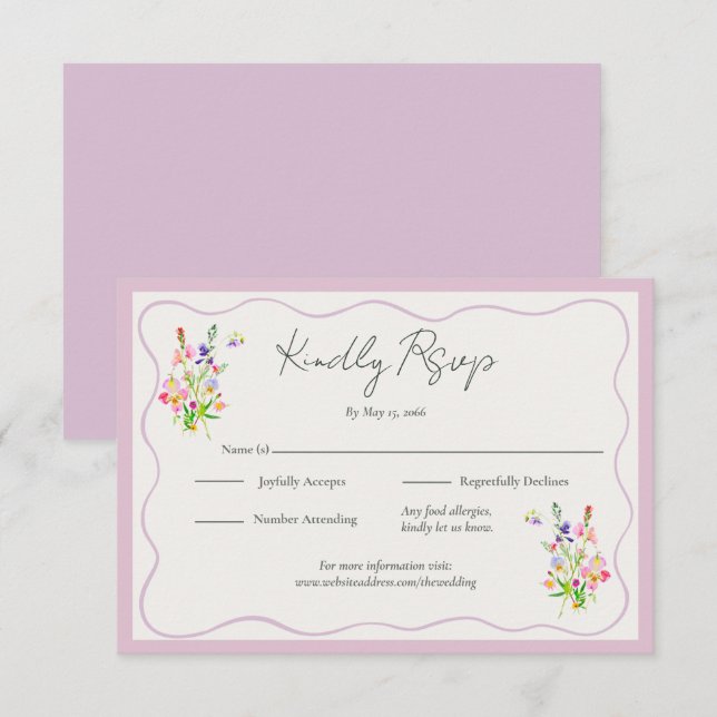 Tarjeta De Confirmación De Asistencia Romantic Garden Floral Wedding  (Anverso / Reverso)