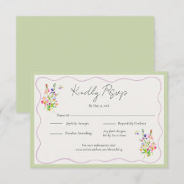 Tarjeta De Confirmación De Asistencia Romantic Garden Green Floral Wedding