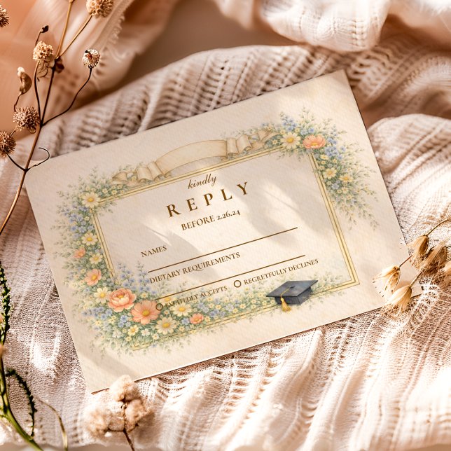 Tarjeta De Confirmación De Asistencia Romantic Pastel Graduation Party (Subido por el creador)