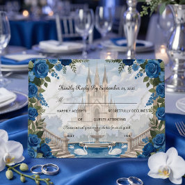 Tarjeta De Confirmación De Asistencia Romantic Swans Grand Staircase Fairytale