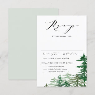 Tarjeta De Confirmación De Asistencia Romántica acuarela Woodland Winter Wedding