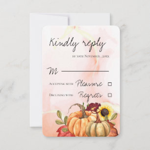 Tarjeta De Confirmación De Asistencia Romántica Calabaza Girasol Otoño Boda otoño