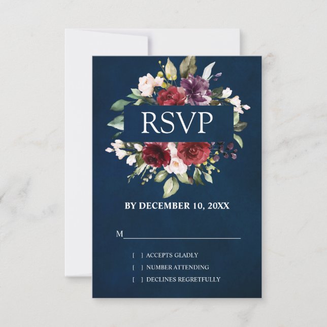 Tarjeta De Confirmación De Asistencia Romántico Aquarela Rosa Roja Floral (Anverso)