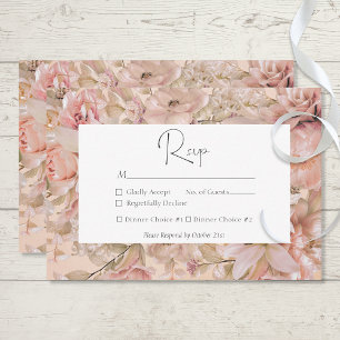 Tarjeta De Confirmación De Asistencia Romántico arco de monograma floral Rubor rosa