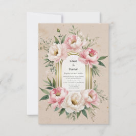 Tarjeta De Confirmación De Asistencia Romántico Boho – Peonías Rosadas y Verdor
