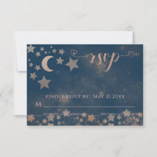 Tarjeta De Confirmación De Asistencia romántico celestial luna y estrellas caligrafía