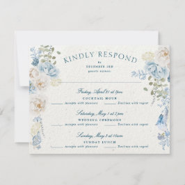 Tarjeta De Confirmación De Asistencia Romántico Cotwolds Winter Florals Boda extendido