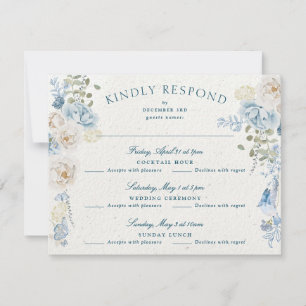 Tarjeta De Confirmación De Asistencia Romántico Cotwolds Winter Florals Boda extendido