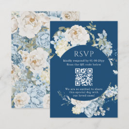 Tarjeta De Confirmación De Asistencia Romántico Dusty Blue Watercolor Floral Wedding RSV