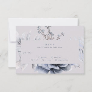 Tarjeta De Confirmación De Asistencia Romántico elegante Boda floral de invierno Tarjeta