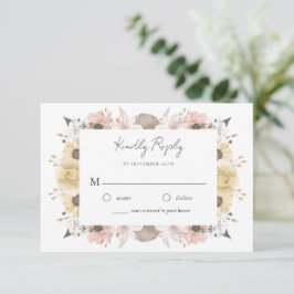 Tarjeta De Confirmación De Asistencia Romántico elegante Boda floral floral neutro