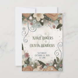 Tarjeta De Confirmación De Asistencia Romántico Floral Elegante Boda de Inespiritualidad